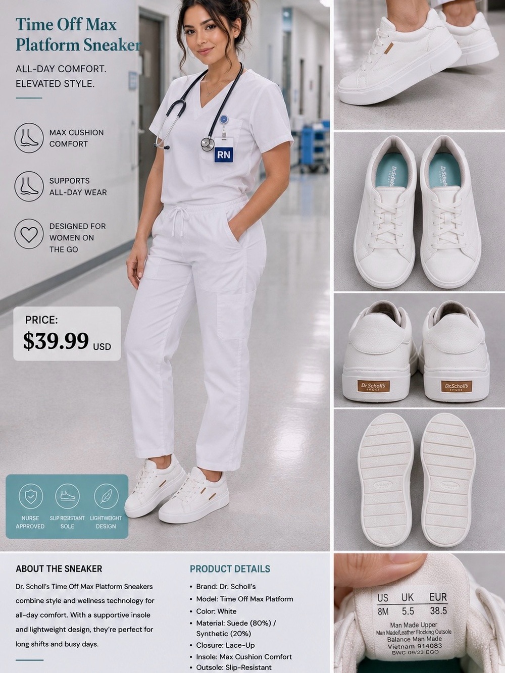 Dr. Scholl's White Platform Sneakers for Women